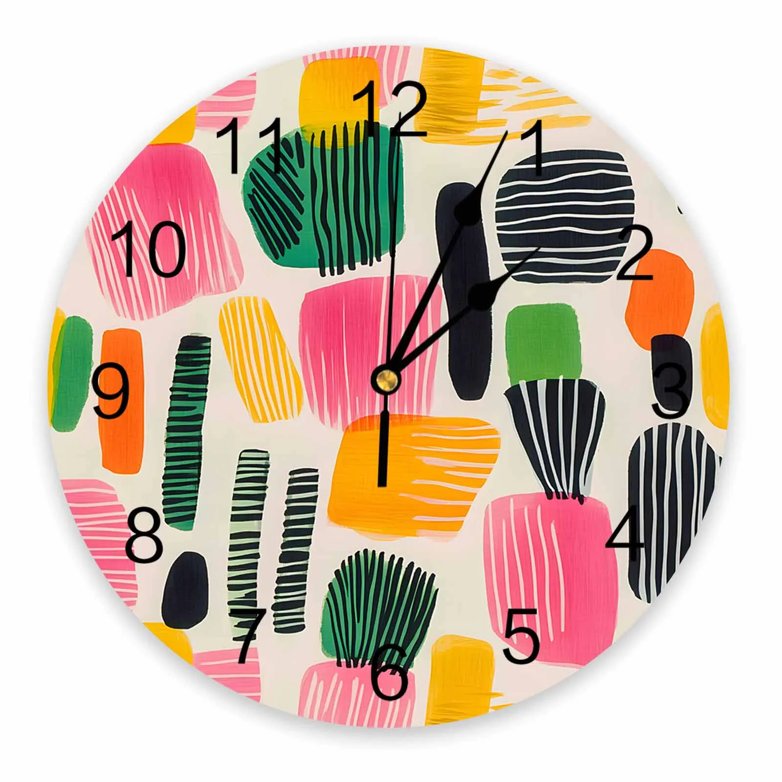 

Современные абстрактные цветные блоки, живопись, часы, настенное украшение для дома, комната для подростков, спальня, декор для гостиной, настенные часы