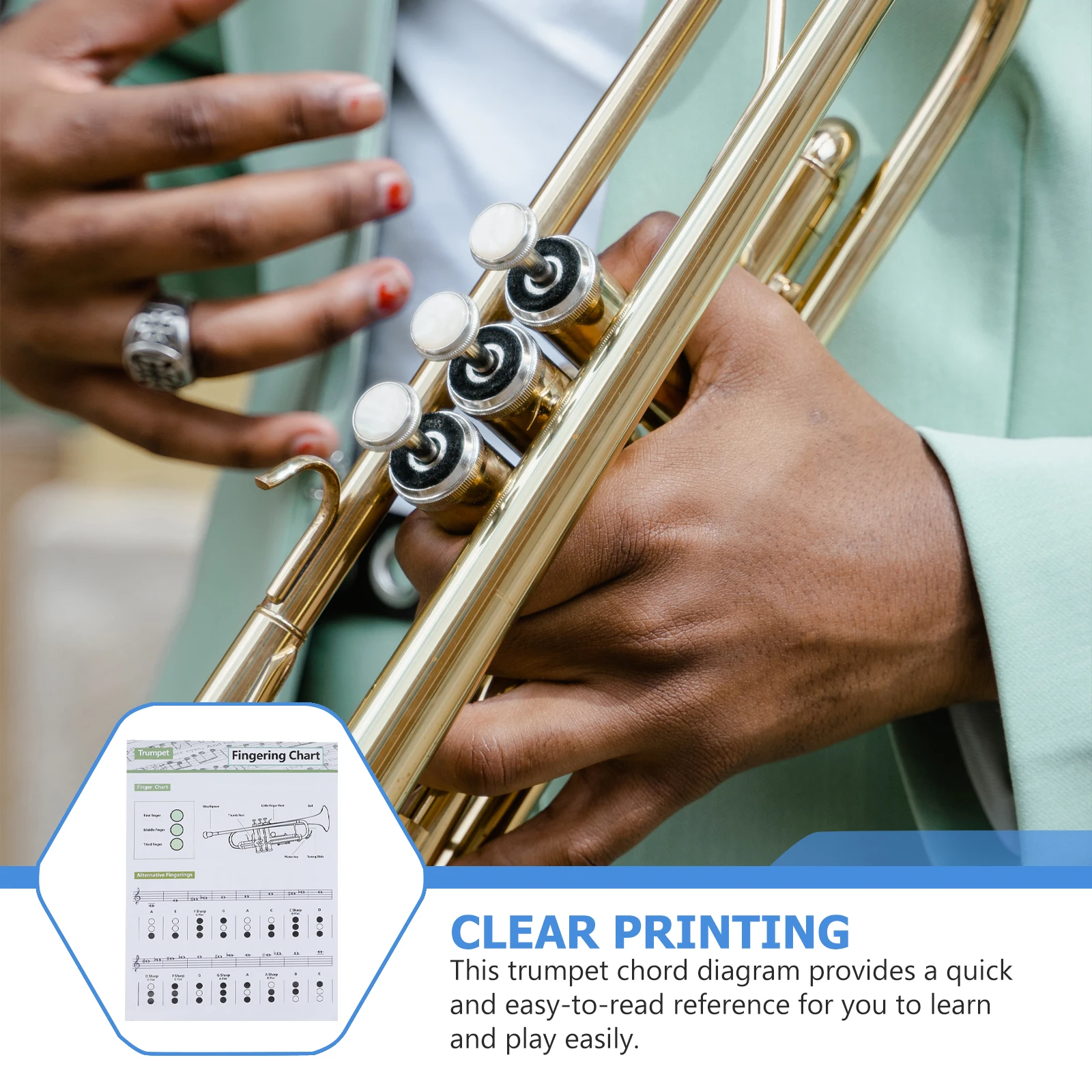 

Trumpet Chord Chart Poster Diagram Small Size Clear Printing Bright Colors Wall Chart Student Practice Mastery