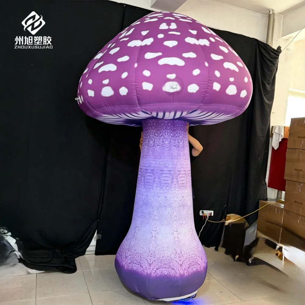 Inflatable mushroom, inflatable purple mushroom balloon, with custom patterns, with a blower, for park party decoration
