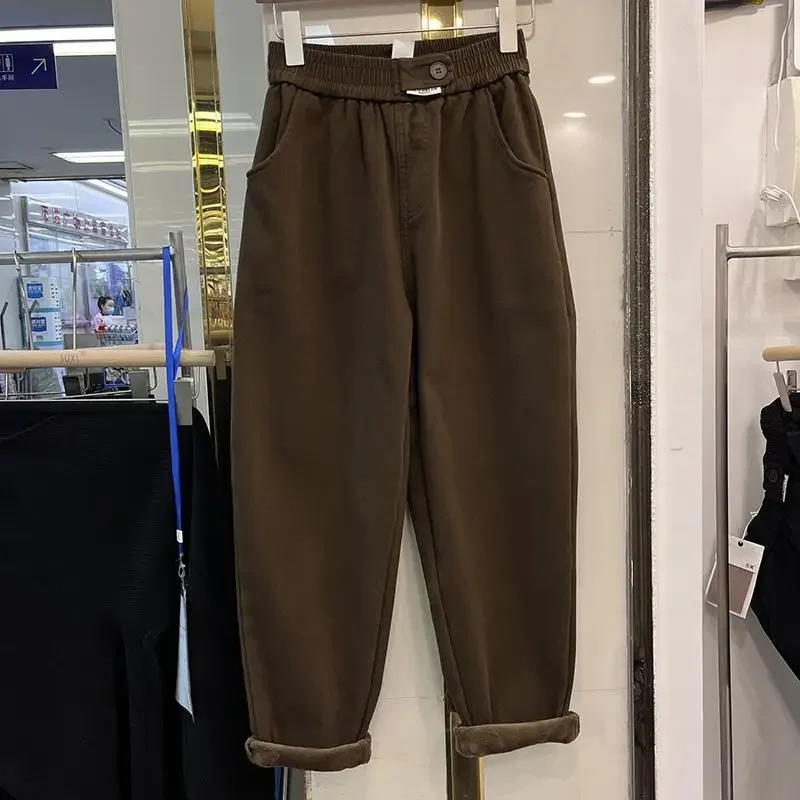 Cargo Pants Women Plush and Thickened Women's Winter New Loose Casual  Harlen Trousers Joggers Women Streetwear M421