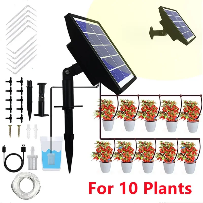 Intelligentes Solarbewässerungsset 6V 36W mit eingebauter 2200-mAh-Batteriebewässerung für Topfpflanzen DIY zeitgesteuertes Bewässerungsgerät