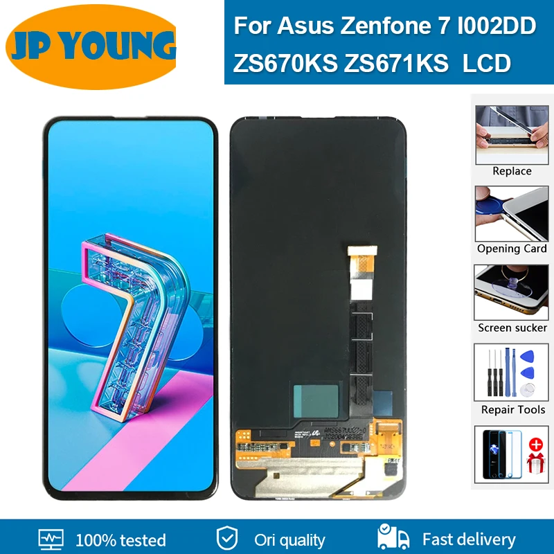 6.67'' Original AMOLED For Asus Zenfone 7 ZS670KS Lcd Display Screen Touch Panel Digitizer For Zenfone7 Pro ZS671KS I002DD lcd