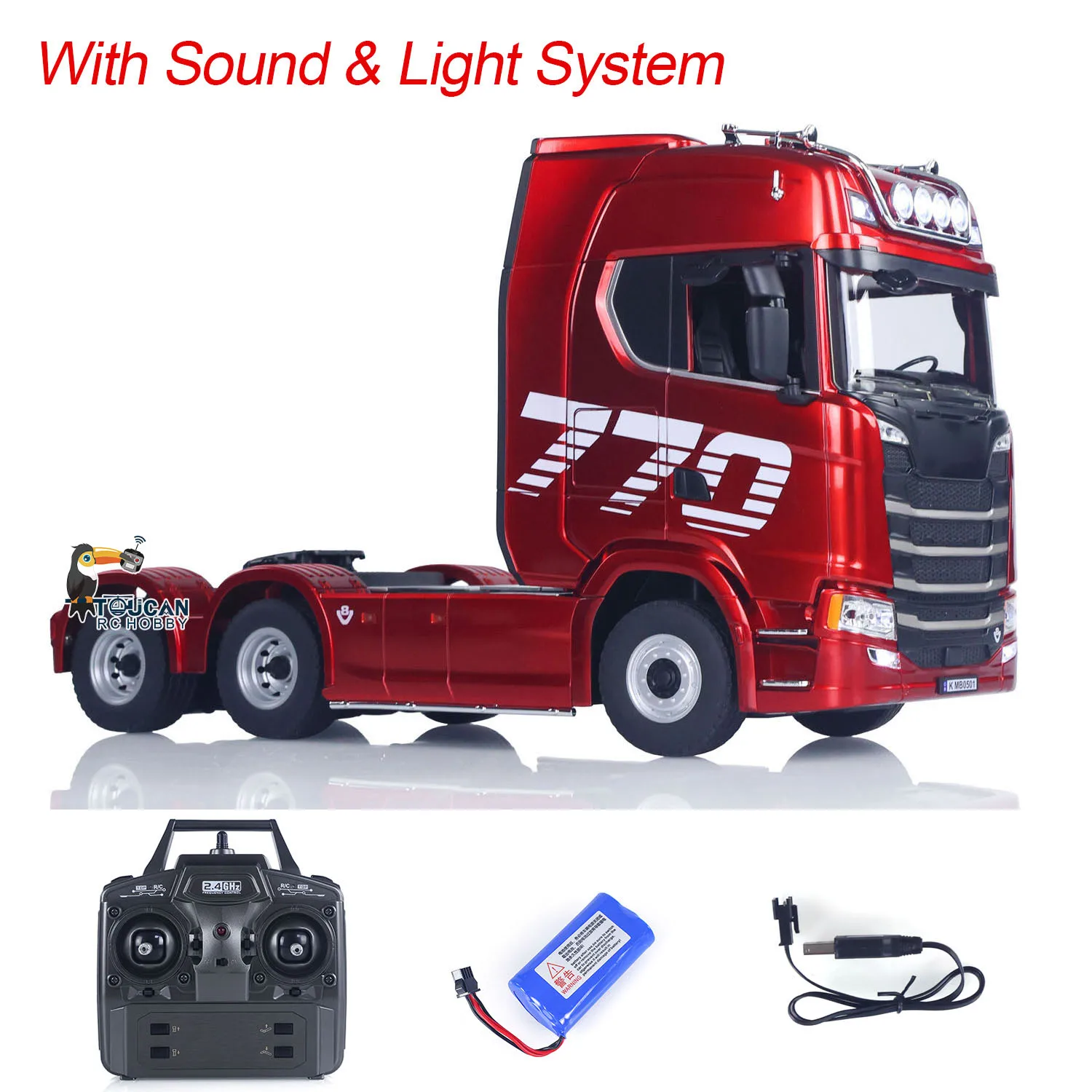 

770S Plastic 1/18 RC Tractor Truck Toys Finished Model RTR 7.4V Battery Radio 19CH Light Sound Effects Remote Control Lorry Car