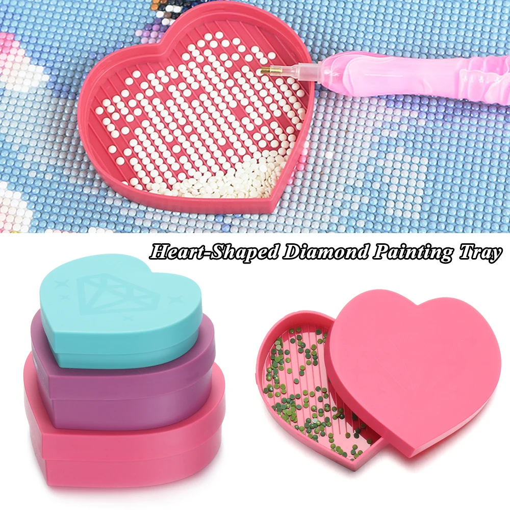 Heart-Shaped Diamond Painting Tray Storage Box Plastic Drill Plate Cross Stitch Embroidery Diamond