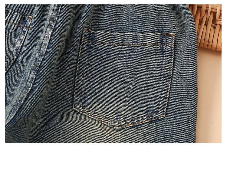 High-Waist-Jeans für Mädchen, gerade geschnittene, lockere Weitbein-Hosen, Frühling und Herbst, koreanische Vintage-Jeans, modische Kinder-Denim-Hosen für Teenager. – Detail 13