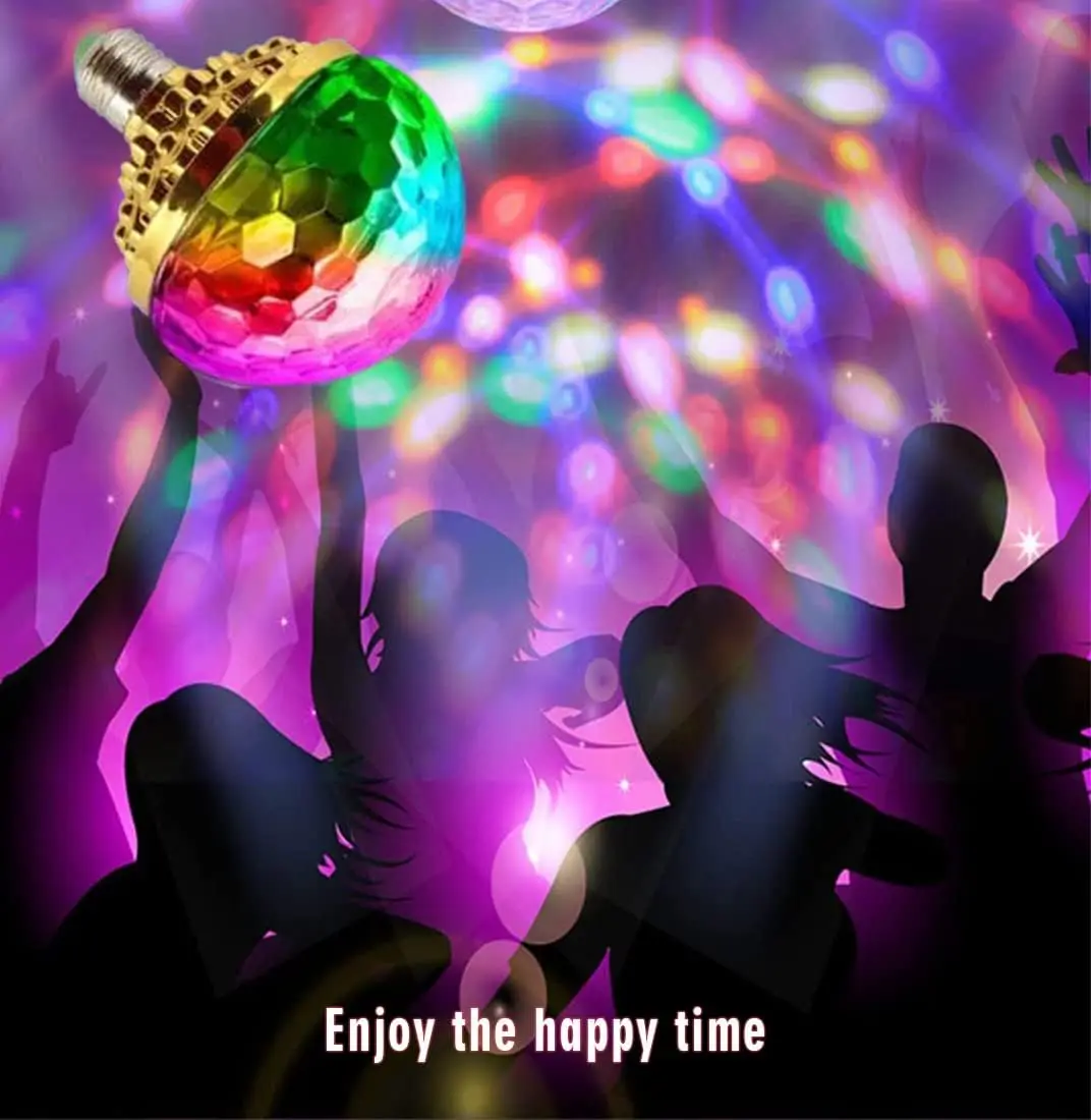 Christams Holiday E27 KTV Stage Colorful Rotating Light Bulb with Sockets Disco Magic Ball Light Bulb for Home Room Dance Party