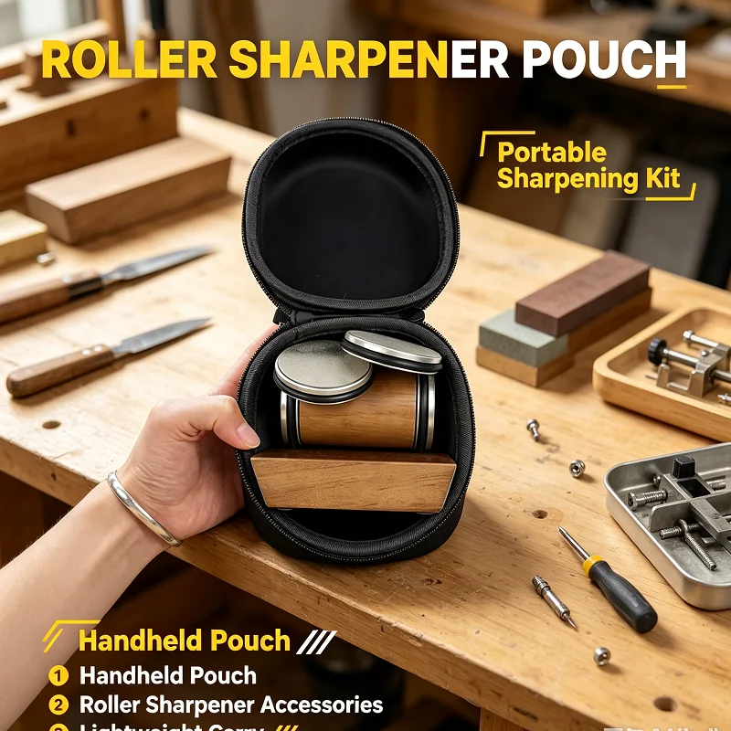 15/18/20/22° 4-Angle Diamond Rolling Knife Sharpener Kit, Magnetic Base & Storage Bag for Home and Outdoor Kitchen