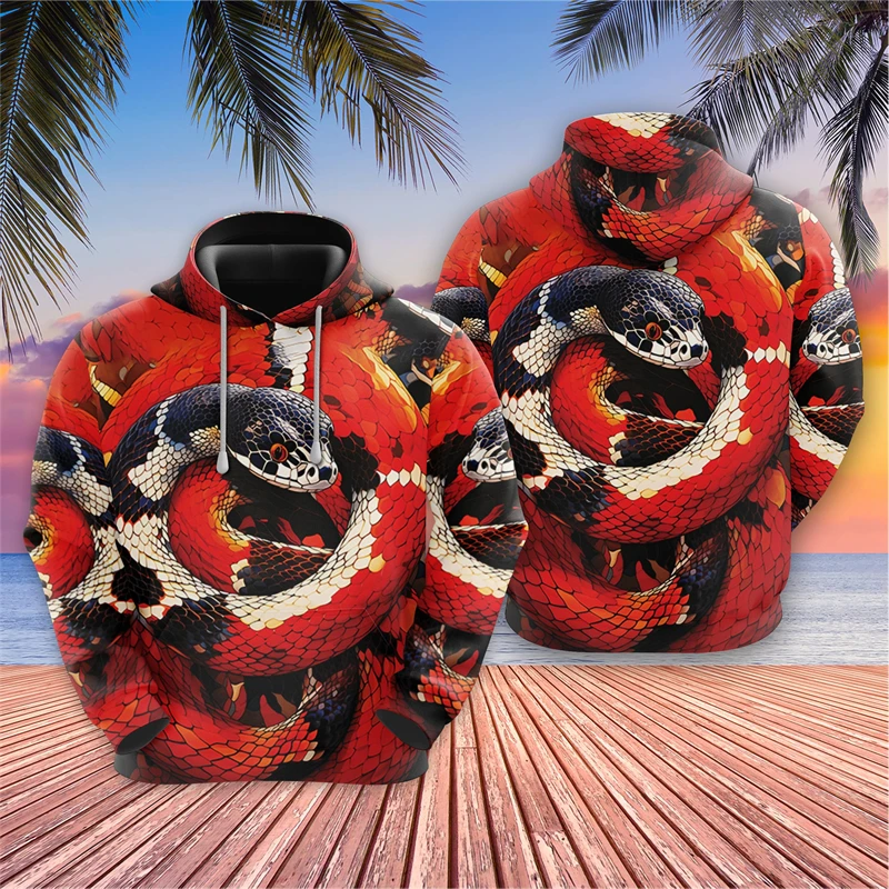 Moletom gráfico Naja animal masculino, cobra gótica, moletom masculino estampado em 3D, pulôveres casuais Hip Hop, tops Horror Y2k, roupas de menino