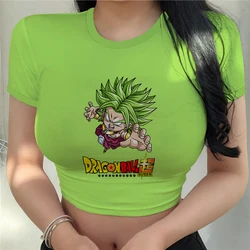 Crop Top donna Vegeta Anime abbigliamento Y2k Goku Fashion Top Sexy Cool Harajuku t-Shirt da donna estate 2023 Dragon Ball Z Shirt Z