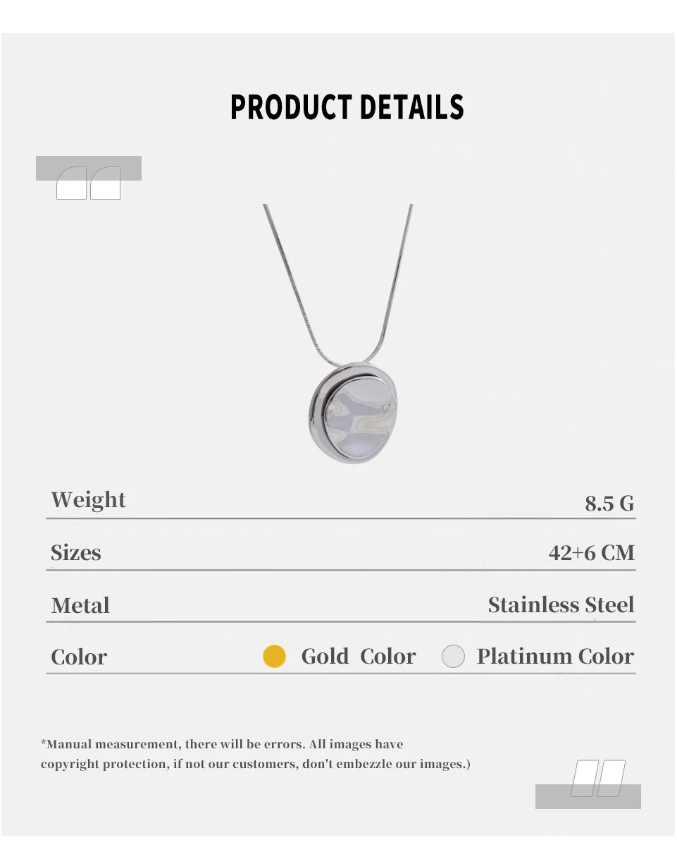 NiNice Necklaces for Women 316L Stainless Steel Original Double Circle Overlay Pendant Personalized Sweater Chain Fashionable