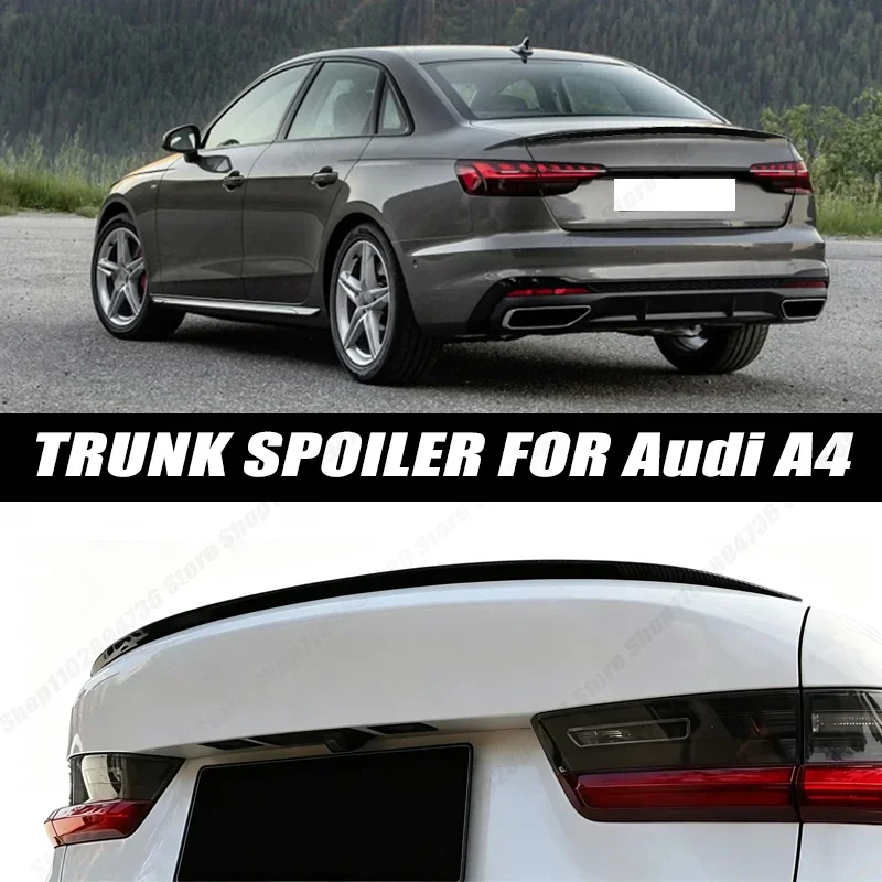 120CM Glossy Black Soft Rubber Universal Rear Trunk Spoiler 5D Carbon Look Tail Wing Fit For Audi A4 Sedan Car Accessories