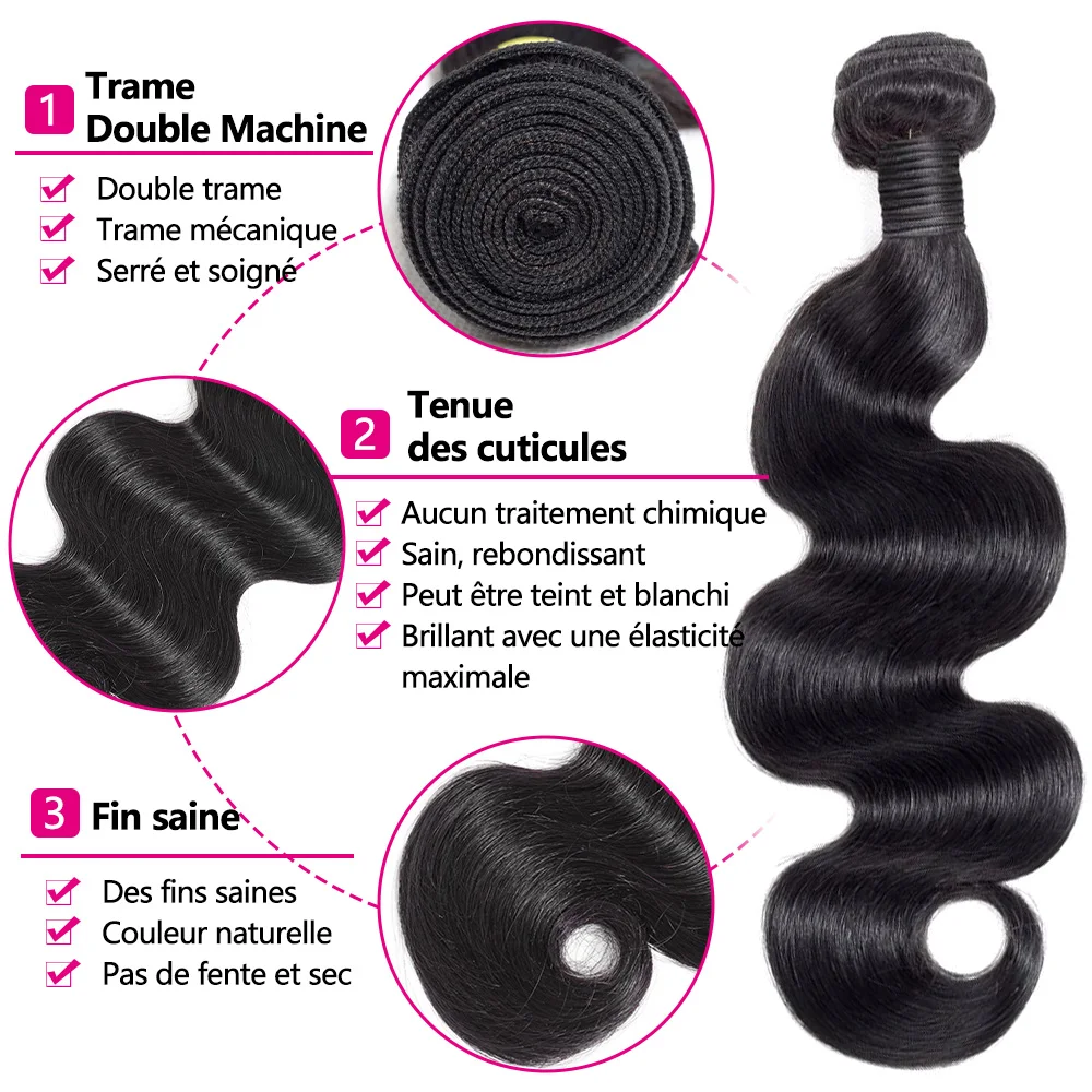 حزم موجة الجسم مع إغلاق الشعر البشري مع 2x6 الدانتيل إغلاق الشعر التمديد 3/4 حزم مع إغلاق للنساء التسليم 3 أيام #3