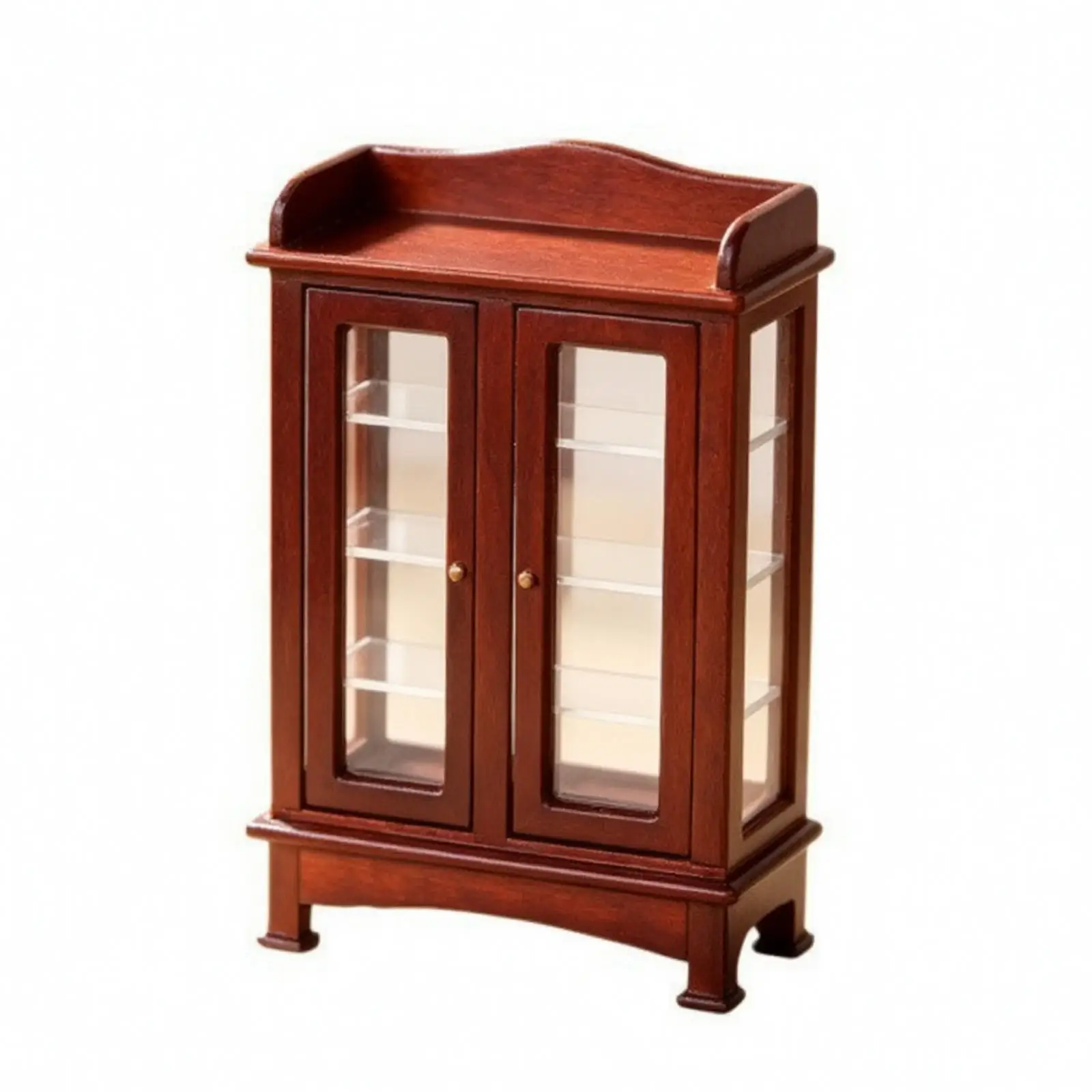 Handcrafted Miniature Showcase Cabinet for Dollhouse Collectibles with Two Doors and Wooden Frame
