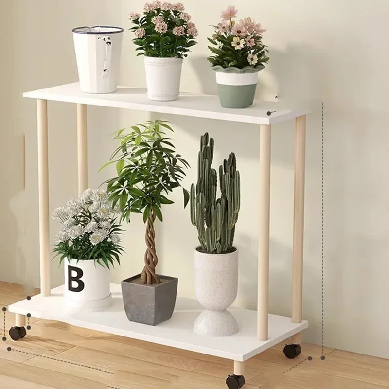 White Shelf Plants Stand Holder Movable Luxury Window Plants Stand Indoors Square Muebles Para Plantas Balcony Furniture