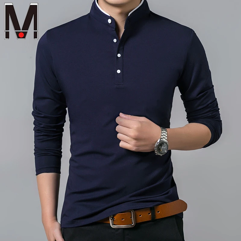 Men\'s Business Casual Polo Long Sleeve T-shirt Summer Comfortable and Breathable Solid Cotton Top