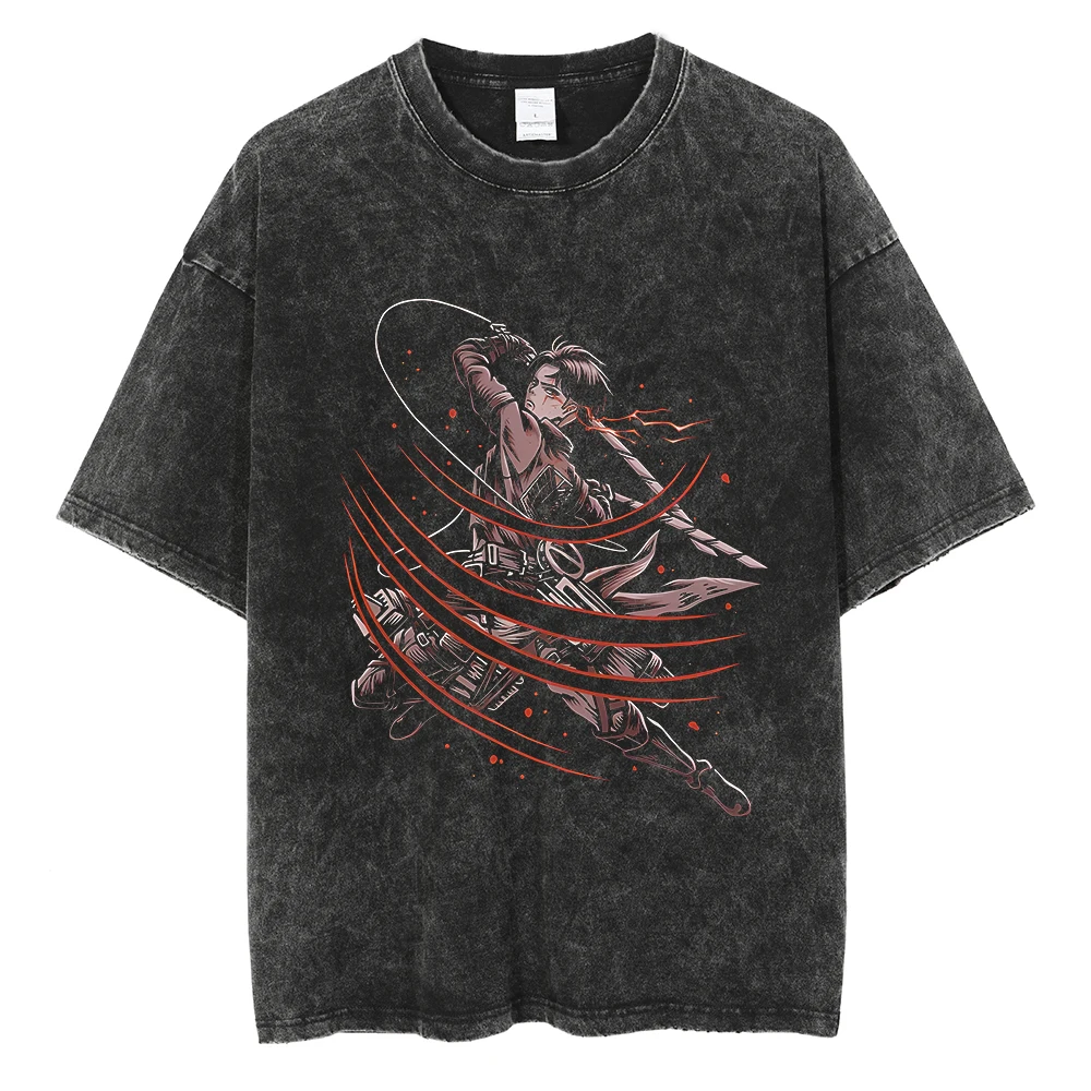Harajuku Anime Attack on Titan Levi Ackerman Print Tee Men Women Comfortable T-shirts Casual Loose T Shirt Male Cotton Tshirt