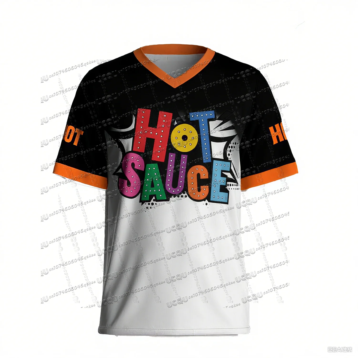 Koreaanse populaire idoolconcert hete saus mode jersey T-shirt v-hals contrast streetwear zomer dames casual tee paar top