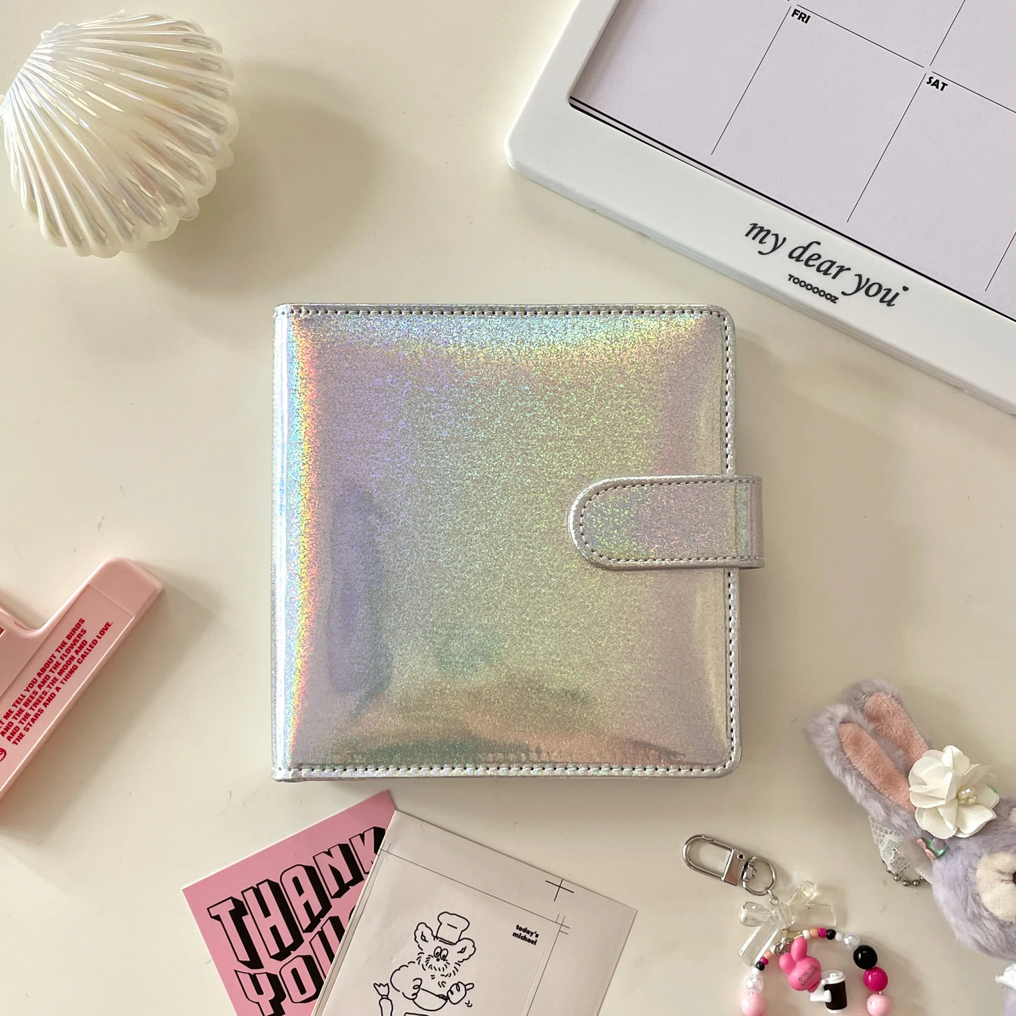 MINKYS Neue Platz Laser Bling PU Leder Photocards Sammeln Buch Binder Notebook Abdeckung Tagebuch Agenda Planer Schreibwaren – Detail 6