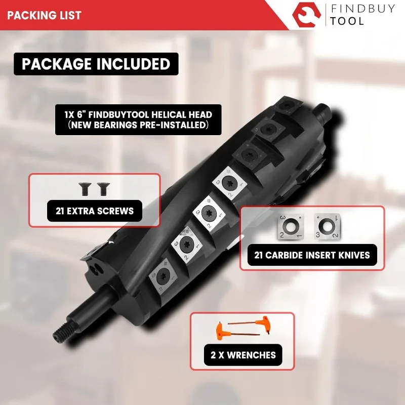 رأس قاطع حلزوني لكابل Porter PC160JT 6 بوصة موصل طاولة مع سكاكين إدراج كربيد، عمر أطول 40X، 50% Les