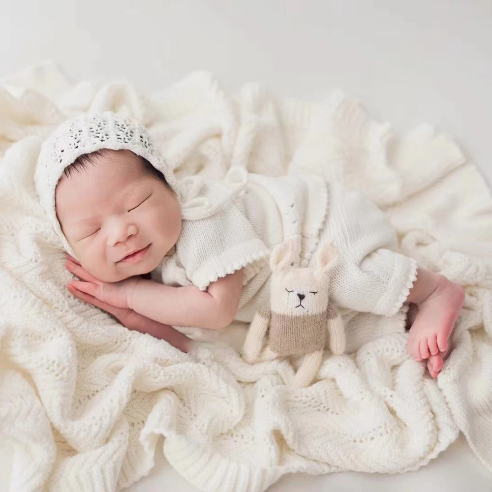 Mini ours en peluche fait à la main, accessoires de photographie pour nouveau-né, poupées renard, accessoires de séance photo pour bébé