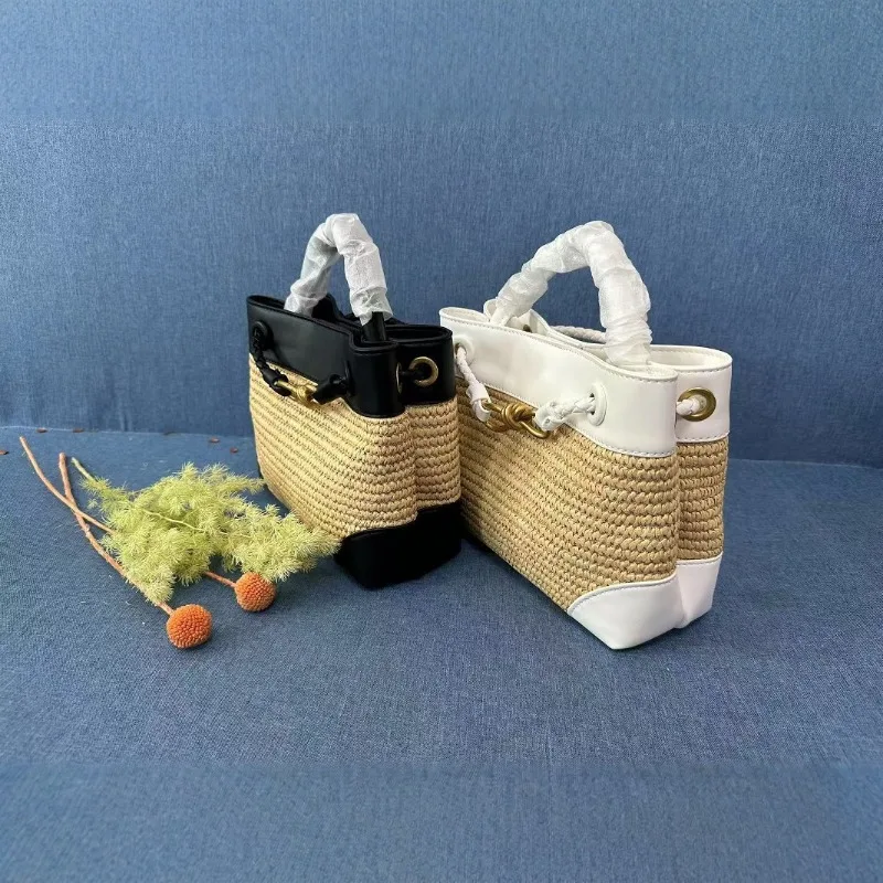 حقيبة يد جديدة بفيونكة معدنية من الرافية الساخنة لعام 2025، حقيبة يد بسيطة متباينة الألوان