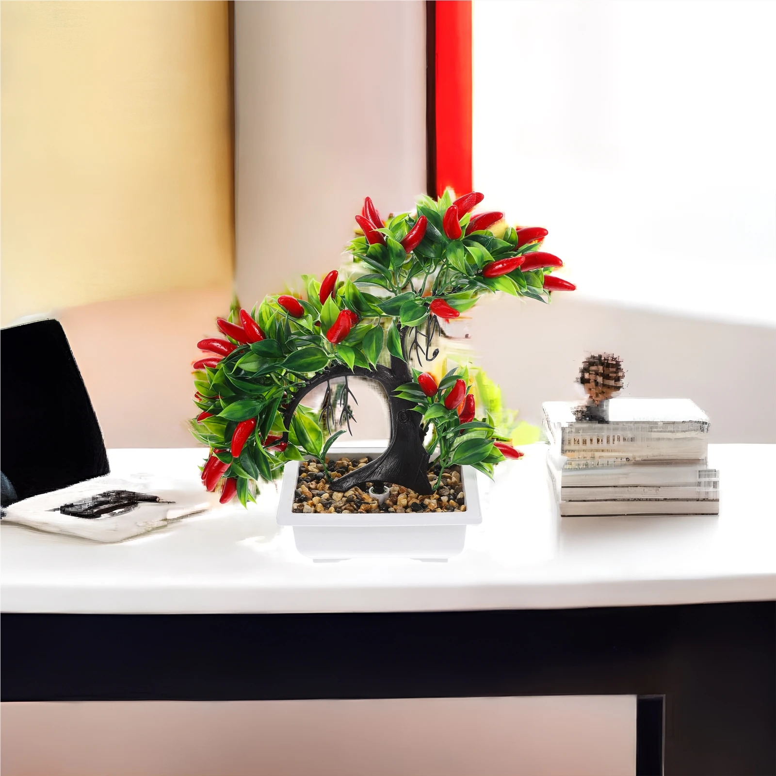 

Realistic Faux Chili Plant Decoration Artificial Plastic Lifelike Fresh Comfortable Feeling Soothe Mood Home Office