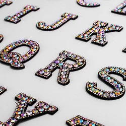 A-Z 1pcs  Rhinestone English Alphabet Letter Applique 3D Iron On letters Patch For Clothing Badge Paste For Clothes Bag Shoes