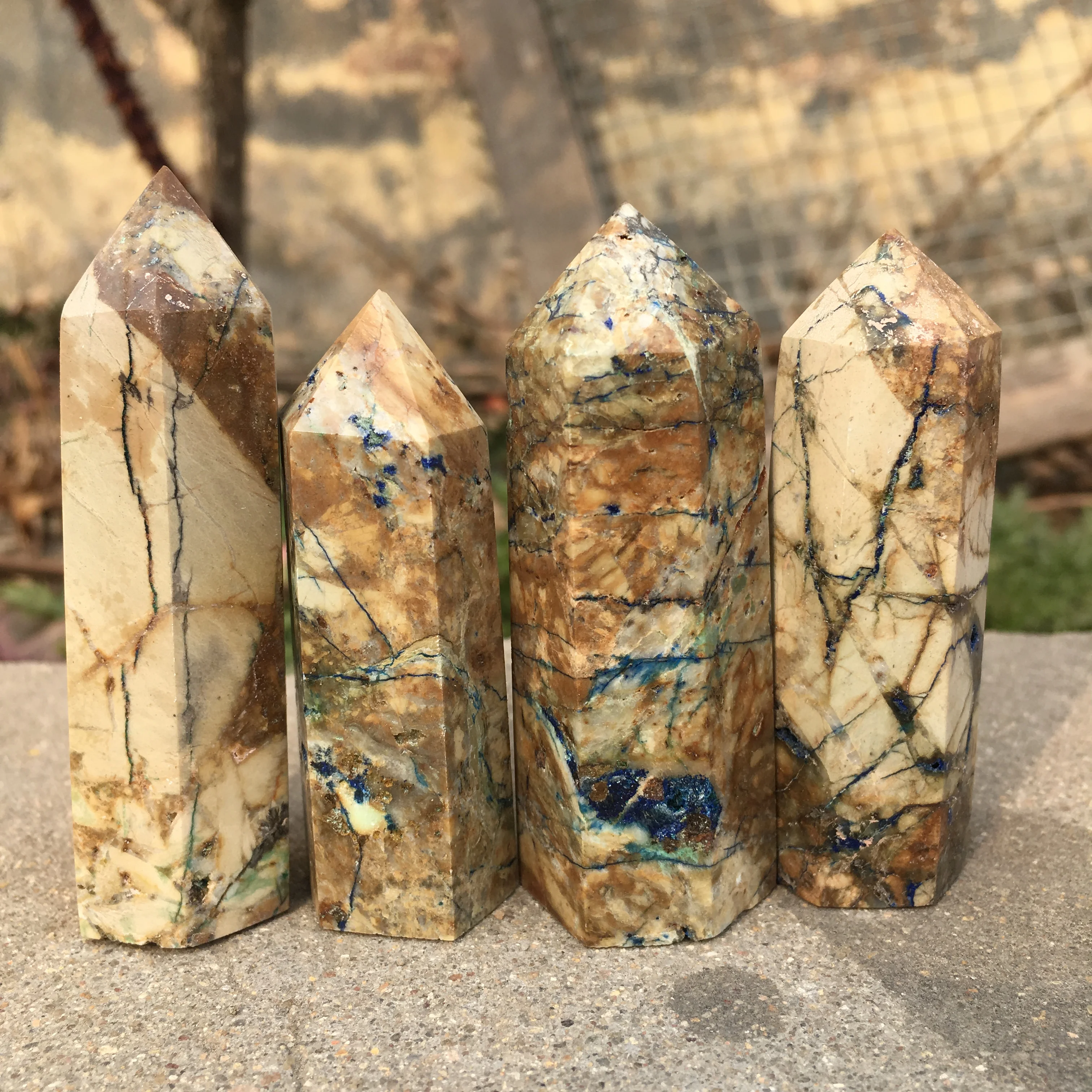 Natural Raw Azurite Quartz Point Chessylite Decorative Geological Rocks Tower Gemstones And Crystals Healing Minerals