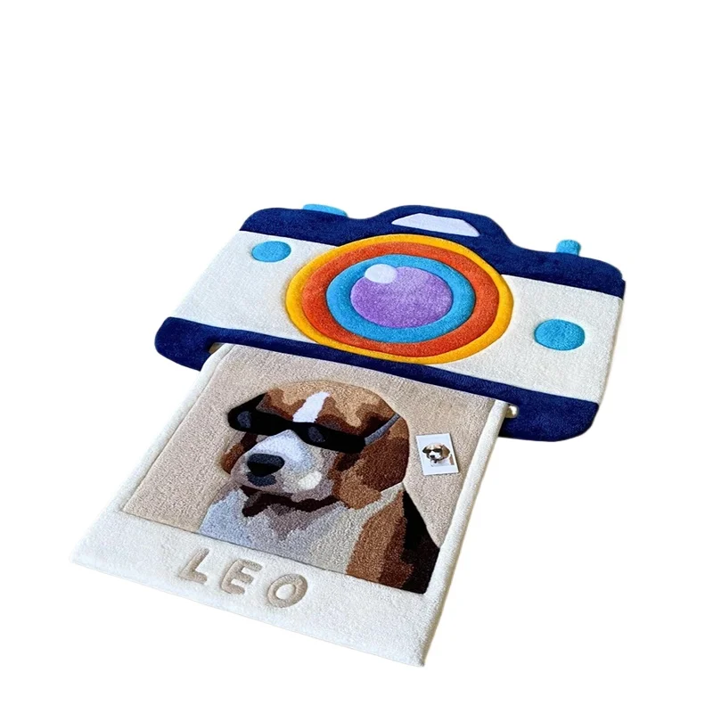 

Cartoon mini tufted rug handmade with abstract patterns and living room