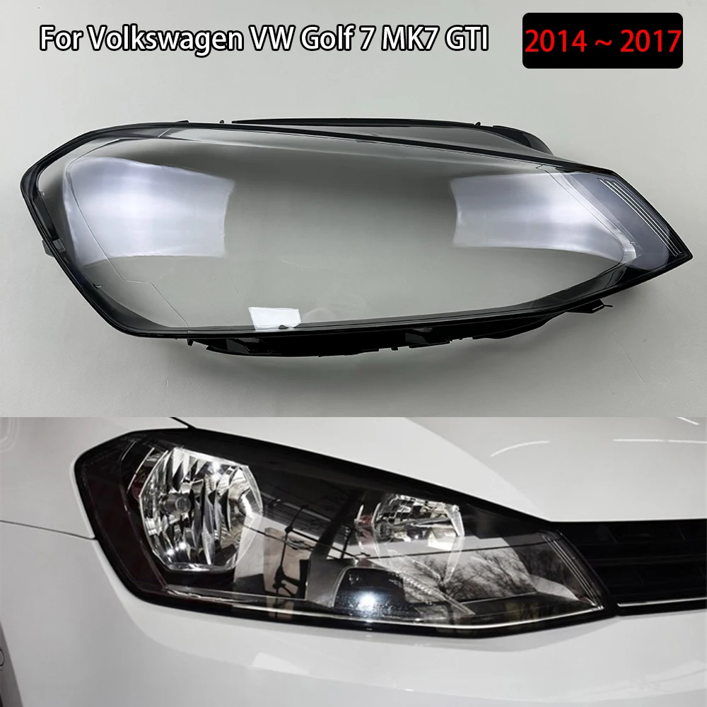 

For Volkswagen VW Golf 7 MK7 GTI 2014 2015 2016 2017 Headlamps Lampshade Cover Transparent Headlights Plexiglass Replace Shade