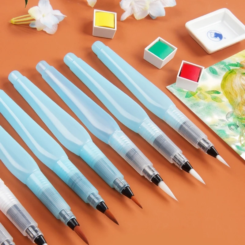 Multi-Purpose Refillable Water Color Brush Pen Watercolor Brushes Pens DIY Painting Lettering Pointed Tipped Aqua Brush