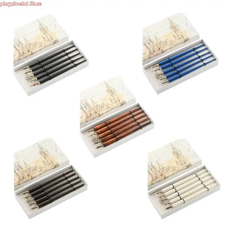 

E8BA Unique Dip Pen English Letter Oblique Calligraphy Dip Pen Writing Smoothly for Art Writing Wedding Business 5x
