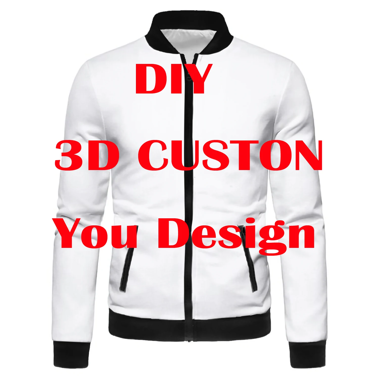 3D Printed DIY Custom Design Men For Women Varsity Zipper Fashion Jacket Drop Shipping