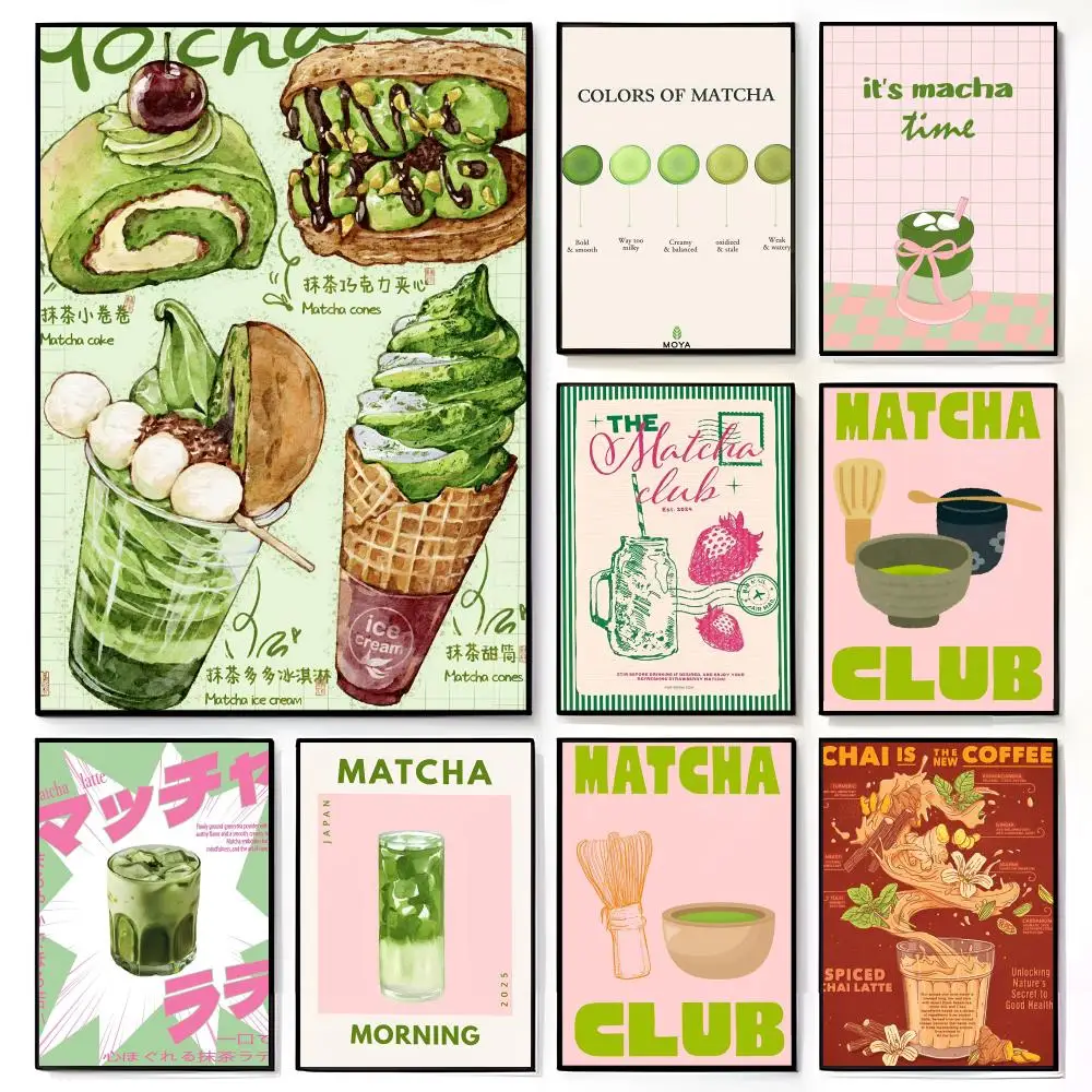 Bebida con sabor a Matcha, deliciosa comida tradicional, póster artístico, mural de película americana, decoración de pared para habitación infantil, impresión