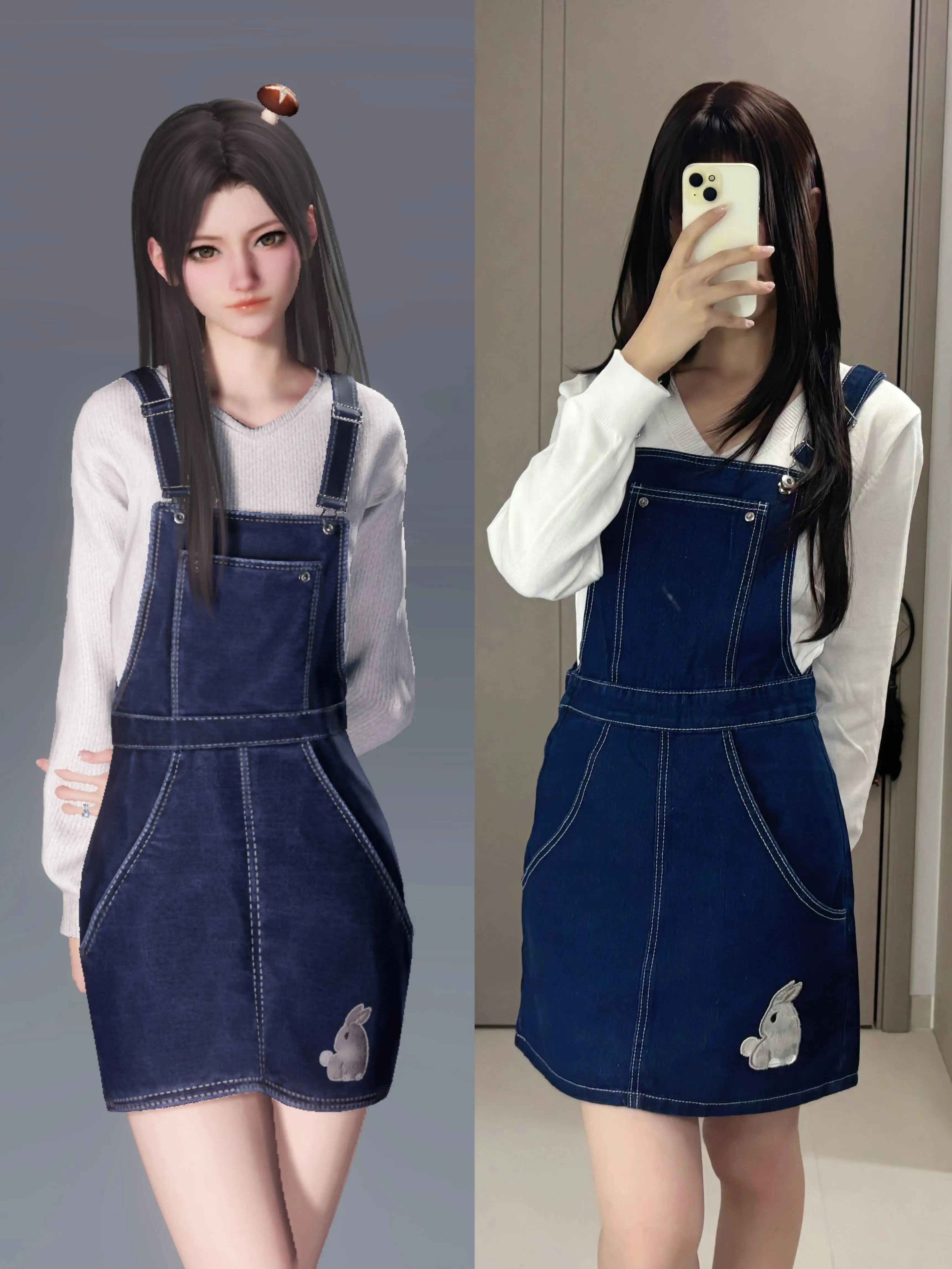 

New Love And Deepspace Blue And White Letters Cowboy Overalls Skirt Fiesta Carnival Halloween Cos Cosplay Xavier Shen Xinghui