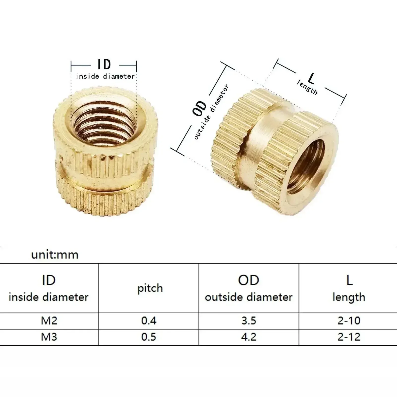 Zestaw nakrętek wstęgowych mosiężnych VKKM, 400 sztuk, radełkowane antypoślizgowe, uniwersalne do montażu elementów metalowych.
