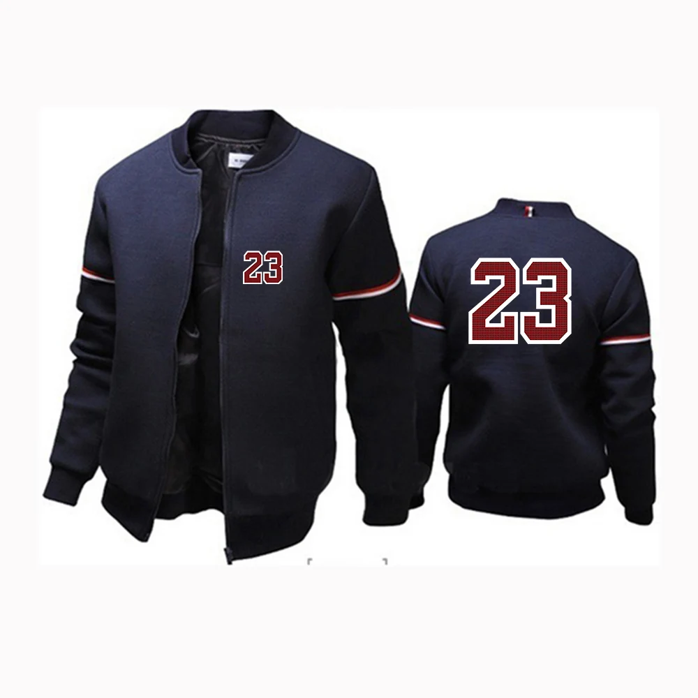 2024 Spring Autumn Men Chicago 23 Jersey Letter Number Logo Print Solid Color Long Sleeve Streetwear Casual Zipper Flight Jacket