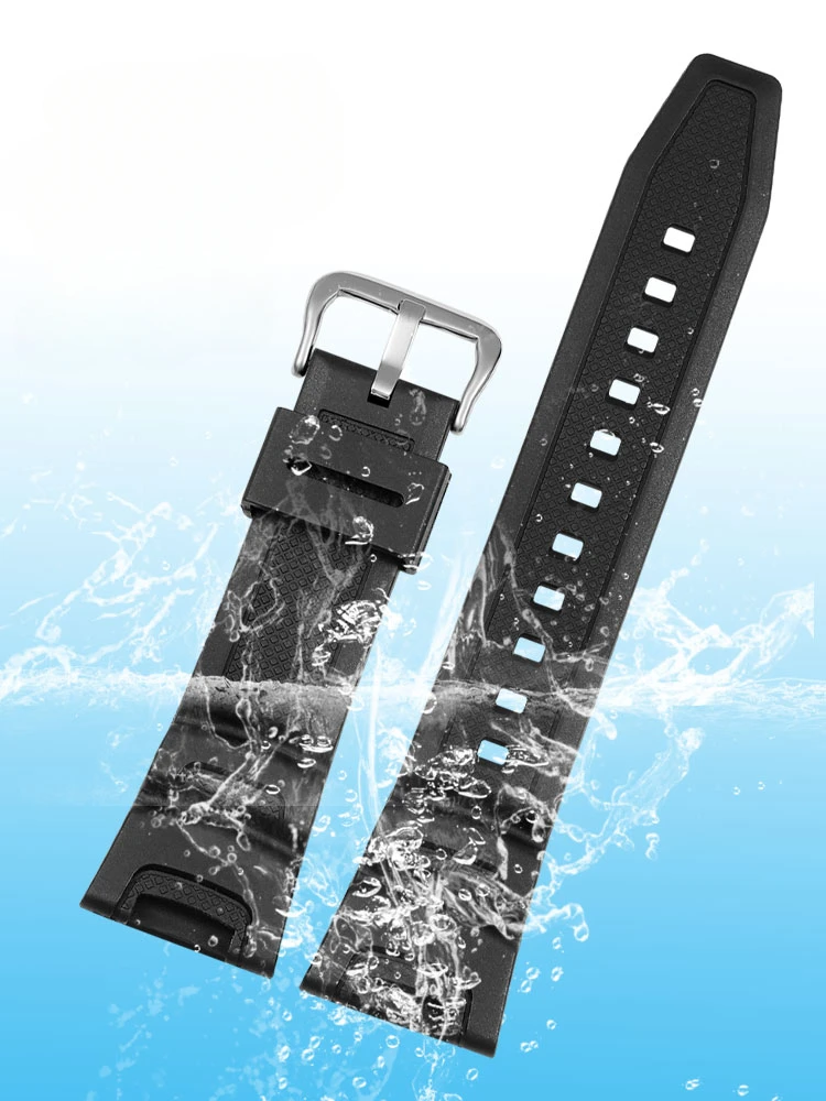 Rubber Watch Strap for Casio 3157 SGW-100-1V 3166 SGW-200 Waterproof Sweat-Proof Soft Comfortable Watch Band Accessories 24mm