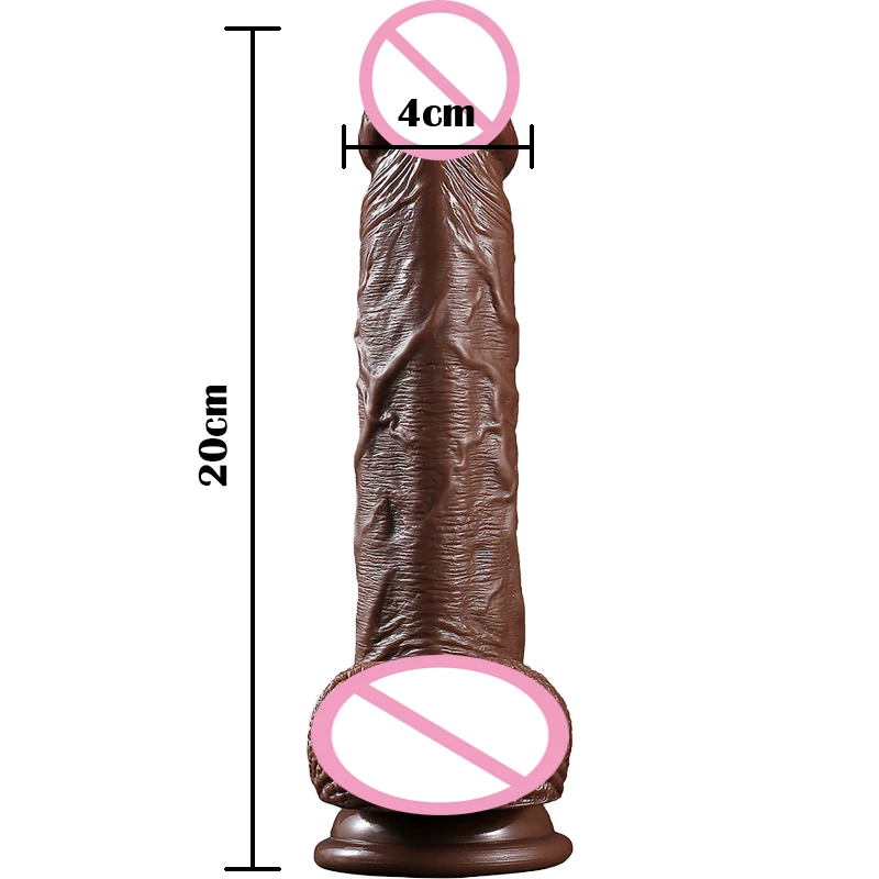 Realistic Silicone Big Dildo with Strong Suction Cup Hand-Free Play Vagina G-spot Anal Brown Adult Sex Toy for Women Lesbian