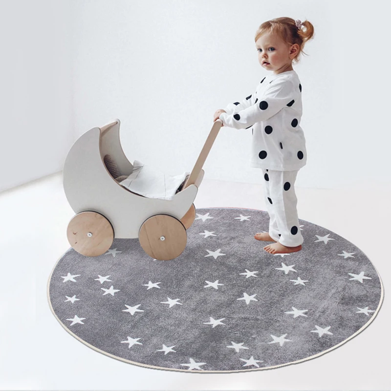 Cute Cartoon Carpets for Living Room Nordic Style Bedroom Decor Round Carpet Fluffy Soft Children Floor Mat Large Area Plush Rug