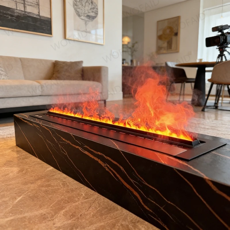 Built-In 3D Steam Decorative Fireplace - No Water Puddles Around Unit,Efficient Mist Evaporation Led Fireplace Flame Simulation