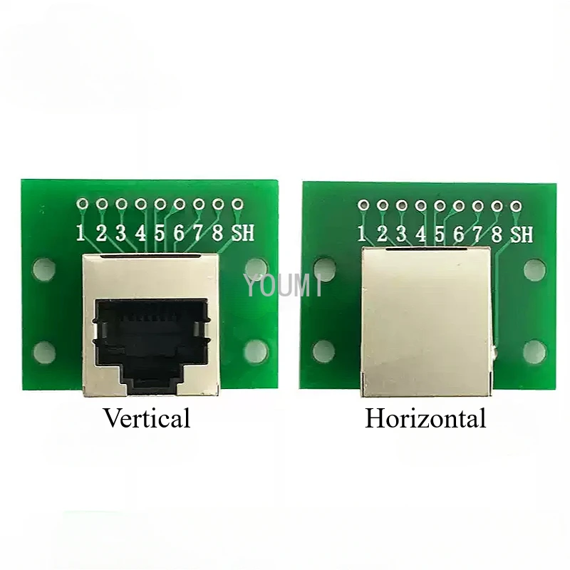 1Pce RJ45 Ethernet Port 8P Vertical Horizontal Test Board Bent Pin Straight Pin Network Port Adapter Circuit Board Connector