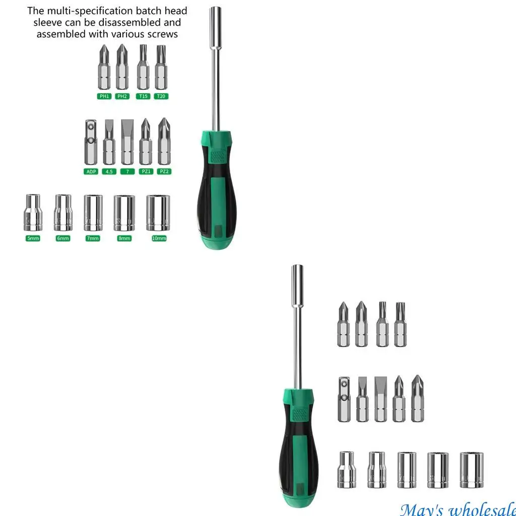 

15Pcs Mini Ratchet Screwdriver with 1/4" Drive Socket Wrench and Bit Set Tool Electronic Project Hand Tool 448A