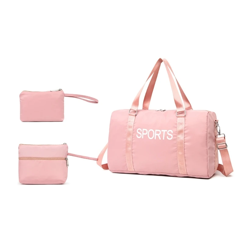 Conjunto bolsa almacenamiento equipaje con diseño letras para mujer, bolso hombro espacioso, bolso gimnasio y