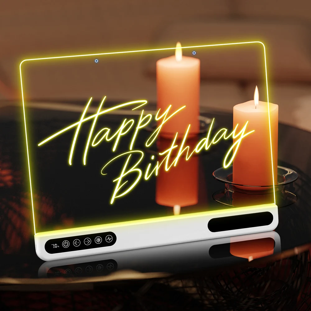 LED Note Board Night Light with 7 Colorful Pen Lighted Acrylic Drawing Board Glowing Message Marker Board For Office School Home