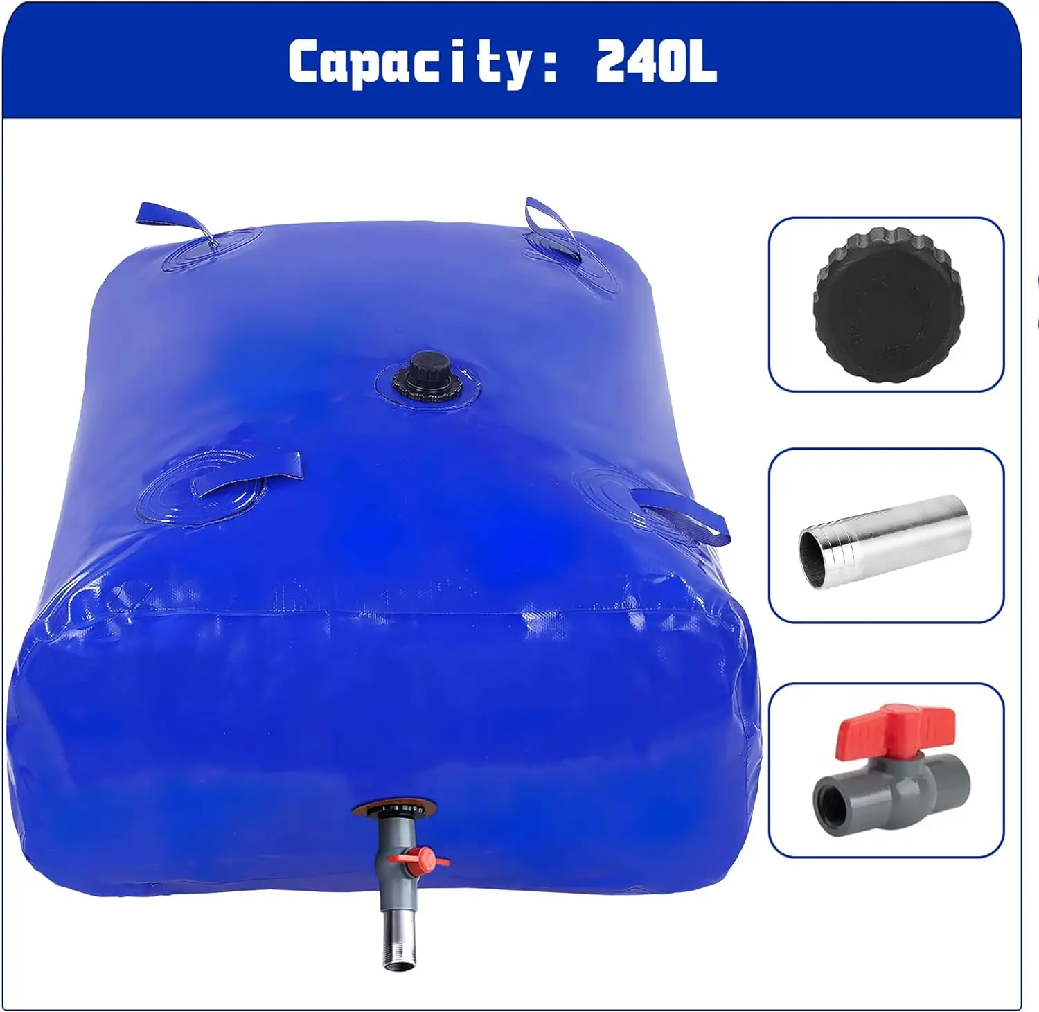 240L/63 Gallon Storage Container Large Capacity Foldable Portable Water Tank Soft Water Bag Anti-Dry Fireproof Emergency Water