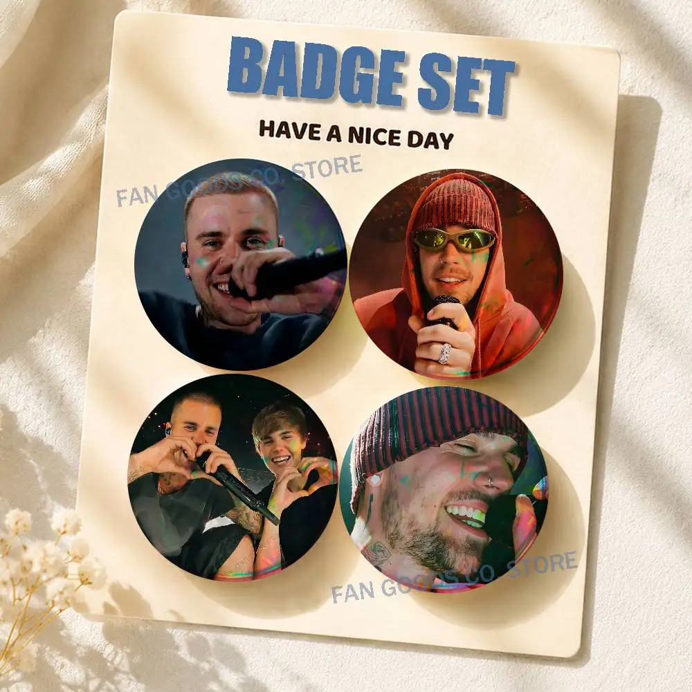 J-Justin Singer B-Bieber 2-piece set Pins Backpack Clothes Jewelry Accessories Cartoon Round Brooch