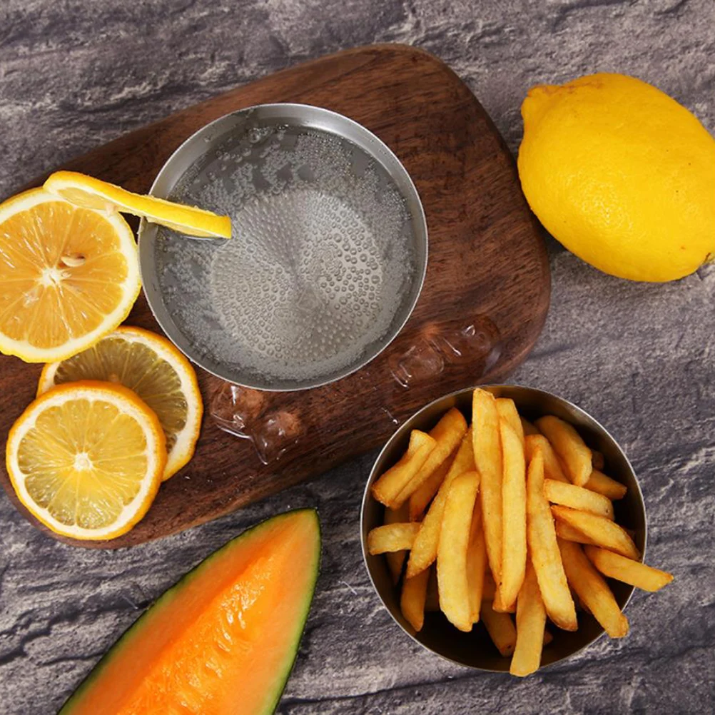 

Stainless Steel French Fries Cup Food Container Drink Holder Compact Suitable Home Hotel Party KTV Juice Snack Metal Fry