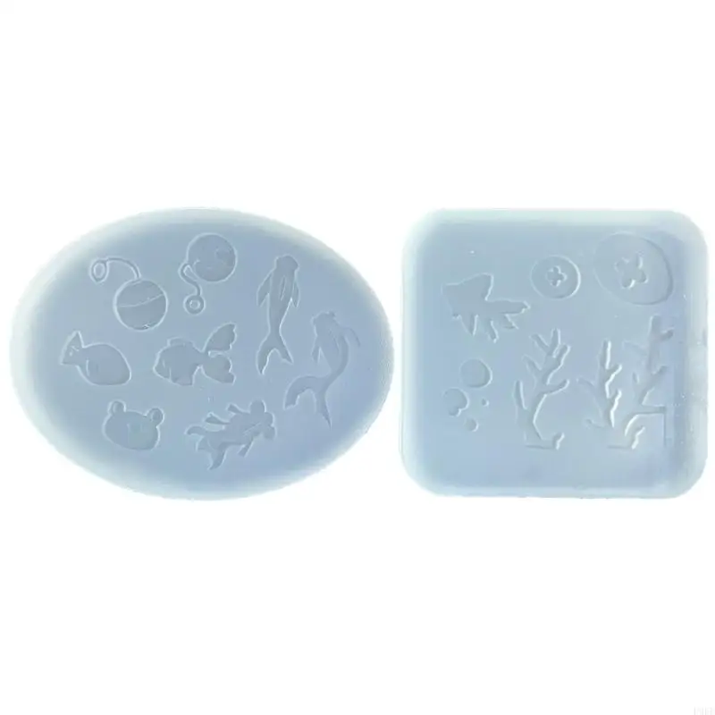 

652F Fish/Coral Shaped Epoxy Molds DIY Accessory Mould Flexible Silicone Molds for Jewelry Making and Dessert Crafting
