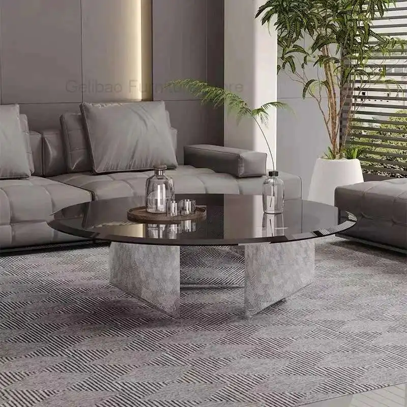 

Italian Light Luxury Tempered Glass Coffee Table, Modern Home Dining Table, Creative and Simple Round Table